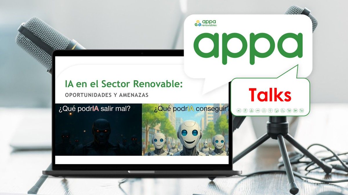 ¡Ya disponible un nuevo episodio de #APPATalks! 🎥 Hablamos sobre cómo la #InteligenciaArtificial está transformando el sector #renovable: oportunidades, amenazas y el futuro de la operación y mantenimiento energético. Míralo aquí ➡️ buff.ly/EZolvNi