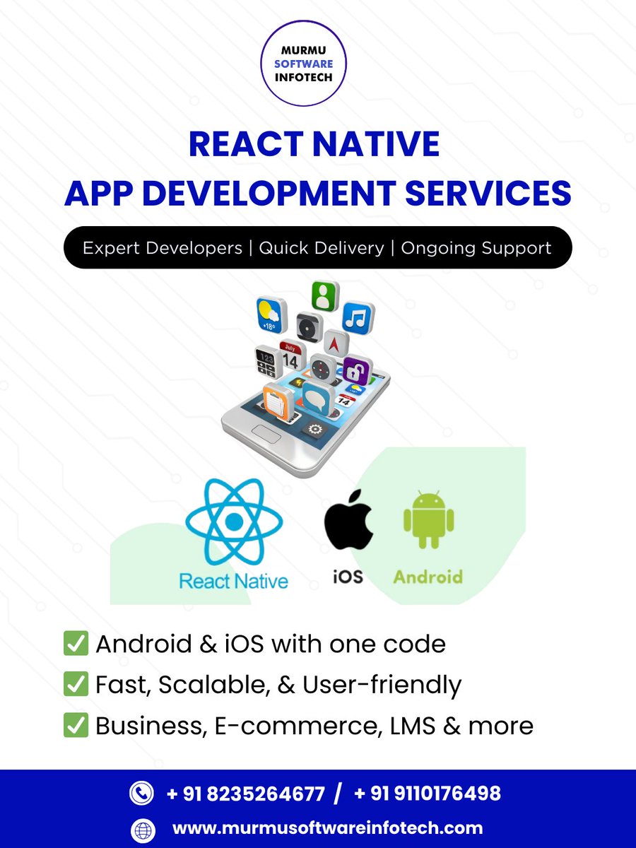 MurmuSoftware's tweet image. React Native App Development Services
Android & iOS Apps with a Single Codebase!
Looking to build high-performance mobile apps for Android
Call Now: +91 9110176498
📷 murmusoftwareinfotech.com
#ReactNative #AppDevelopment #AndroidiOSApps #MobileAppExperts #CrossPlatformApps