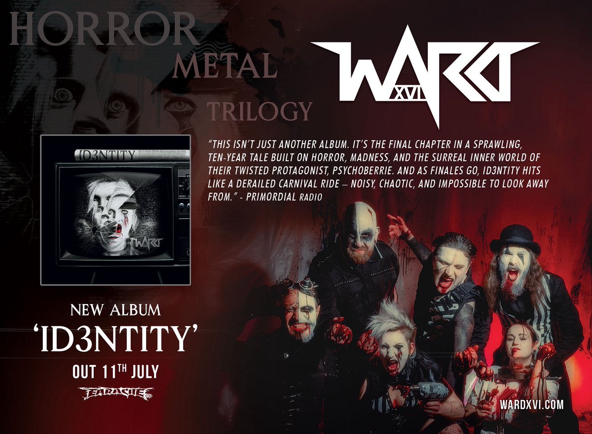 Ward XVI’s NEW ALBUM OUT NOW.

“It’s gloriously overblown, unrelenting, chunky, gore-obsessed Horror Metal with all the theatricality of the likes of Sleep Token and Ghost, without actually sounding like them”- Ever Metal

earache.lnk.to/IDENTITY 

#newalbum