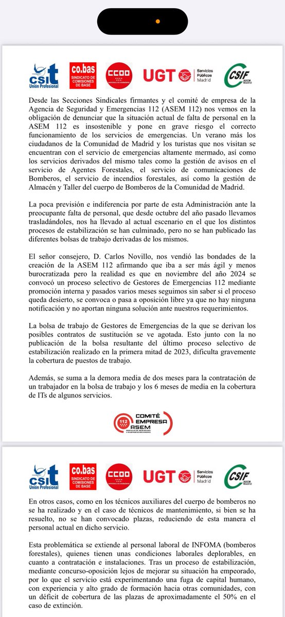 JOSÉ LUIS GARCÍA (@jluisgarcias22) on Twitter photo La desorganización y la falta de personal de los distintos servicios de <a href="/112cmadrid/">112 Comunidad de Madrid</a> es alarmante, lo que genera un grave deterioro de este servicio público de emergencias, lo que tantas veces hemos denunciado desde <a href="/gpsAsamblea/">Socialistas Asamblea Madrid</a>. <a href="/CarlosNovilloPi/">Carlos Novillo Piris</a> ¿vas a cumplir tus compromisos? La desorganización y la falta de personal de los distintos servicios de <a href="/112cmadrid/">112 Comunidad de Madrid</a> es alarmante, lo que genera un grave deterioro de este servicio público de emergencias, lo que tantas veces hemos denunciado desde <a href="/gpsAsamblea/">Socialistas Asamblea Madrid</a>. <a href="/CarlosNovilloPi/">Carlos Novillo Piris</a> ¿vas a cumplir tus compromisos?