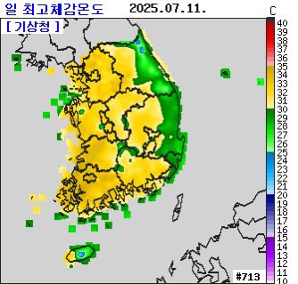 eggry's tweet image. 기상청은 이제 30도 중반까진 빨간색도 안 쓴다.
