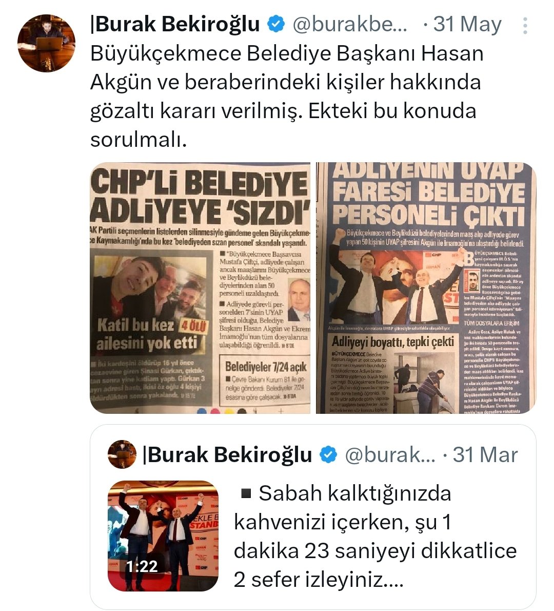 Bu herif, şimdiye kadar tek bir işe yaradı(!):
Burak Bekiroğlu dangalağını, verdiği ayarla (Check-in/Check-out) Twitter'dan buharlaştırdı. Bekiroğlu denen tetikçinin 31MAY25'teki aşağıdaki tweetinden sonra attığı tek bir tweeti yok! 😎