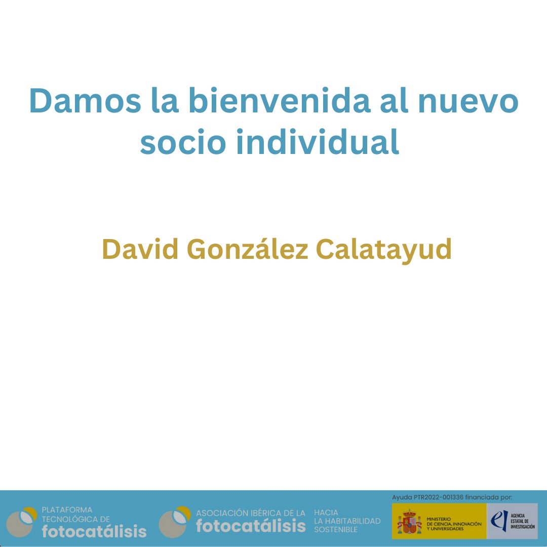 Comenzamos este viernes dando la bienvenida a nuestro nuevo socio individual David G. Calatayud.
 
¡Bienvenido a AIF/PTF!