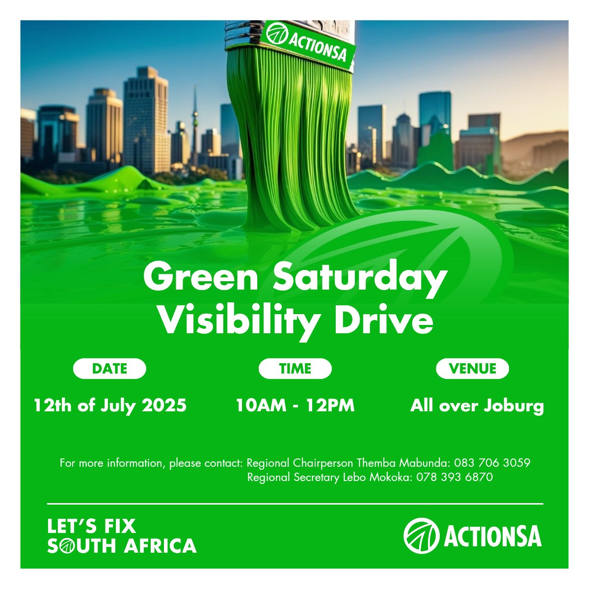 COJactionsaREC's tweet photo. ActionSA is here to serve our residents. Stop by our different gazebo's allover Joburg this Saturday and tell us about the service delivery issue you are experiencing.
#SaveCoJ
#ServiceDeliverism
#ActionWillGovernBetter https://t.co/SQfqib0xzh