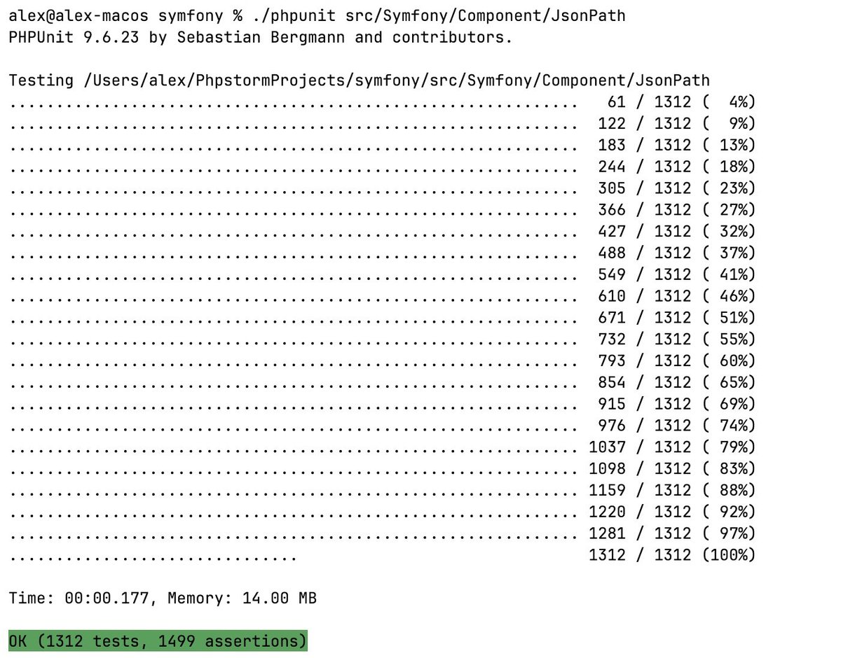 Alexandre Daubois (@alexdaubois) on Twitter photo I didn’t discover AGI but that’s still a great news: #Symfony #JsonPath is fully compliant to the RFC 9535! 🎉
Both using JSON as a plain-string or as a #PHP resource (it’s using <a href="/matarld/">Mathias Arlaud</a> JsonStreamer under the hood for max speed!).
Time to clean-up the diff and send a PR 😉 I didn’t discover AGI but that’s still a great news: #Symfony #JsonPath is fully compliant to the RFC 9535! 🎉
Both using JSON as a plain-string or as a #PHP resource (it’s using <a href="/matarld/">Mathias Arlaud</a> JsonStreamer under the hood for max speed!).
Time to clean-up the diff and send a PR 😉