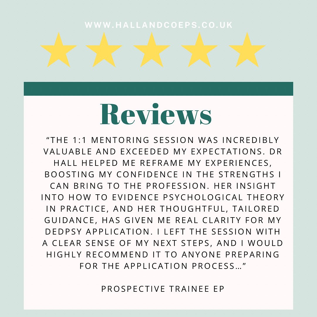 _drhall_'s tweet photo. Here’s one half of a great review we received from one of our 1:1 mentoring sessions for a prospective trainee EP.  If this is something you are interested, please contact us on info@hallandcoeps.co.uk #twittereps https://t.co/nPYIVXK2SV