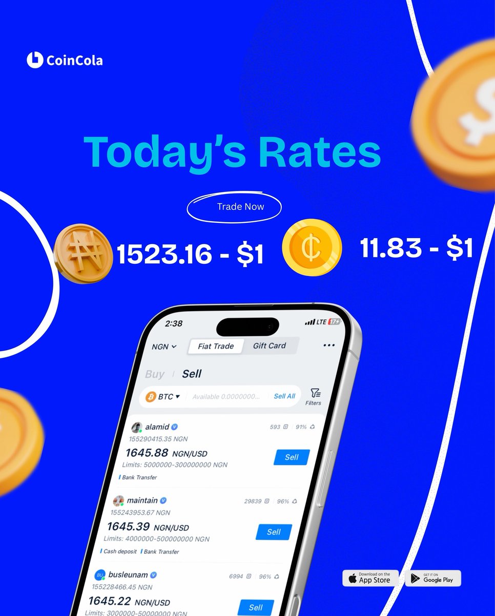 CoinCola_Global's tweet image. Get the best value for your crypto today! 🚀
Check out today’s rates and start trading
#DailyRates #CoinCola #p2ptrade