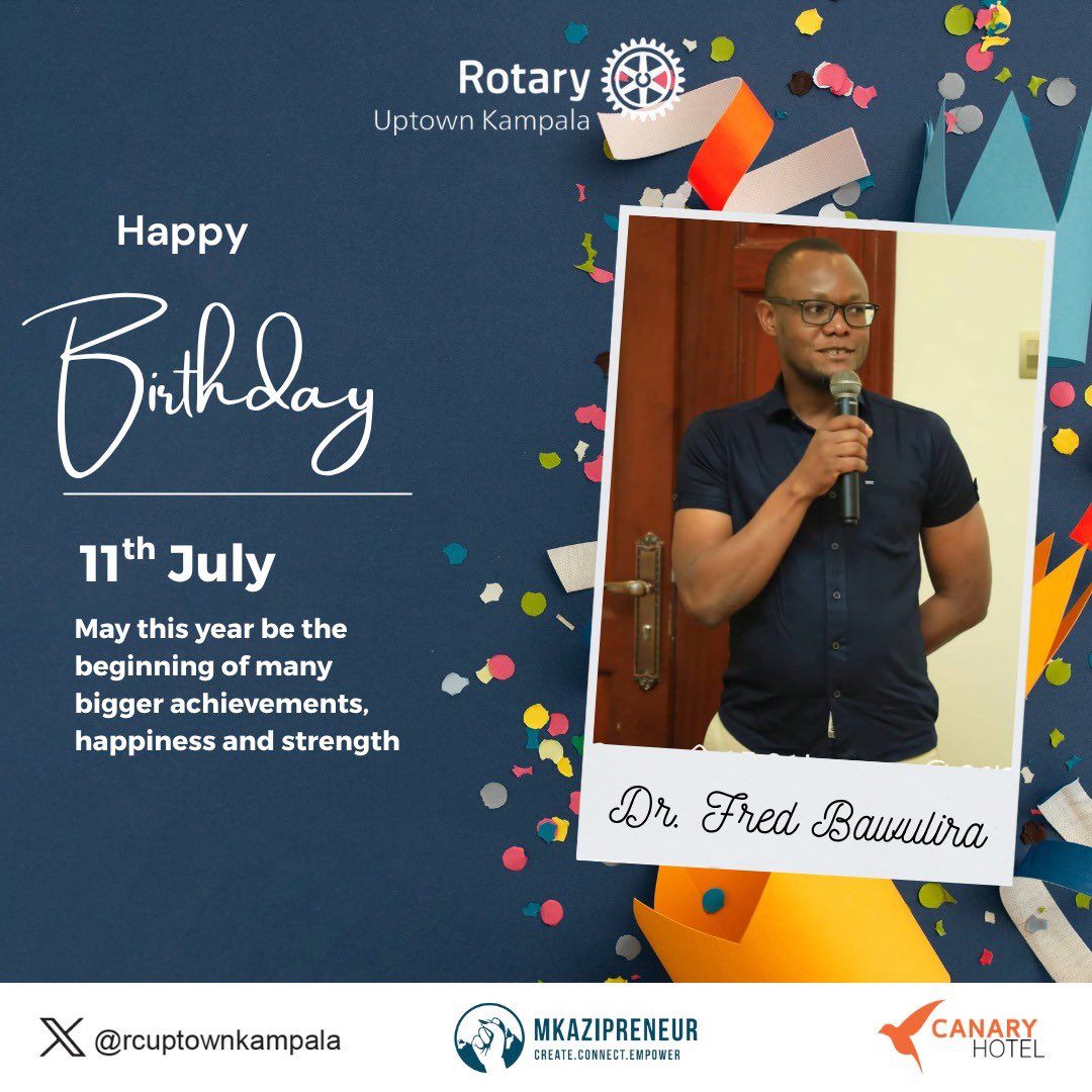 rcuptownkampala's tweet image. Happy Birthday to Fred, Rotarian Sharon Bakandonda’s husband! 🎉🎂 

Wishing you a day filled with love, laughter, and all your favorite things! May this special day be just the beginning of an incredible year ahead! 🎁 #RotaryFamily