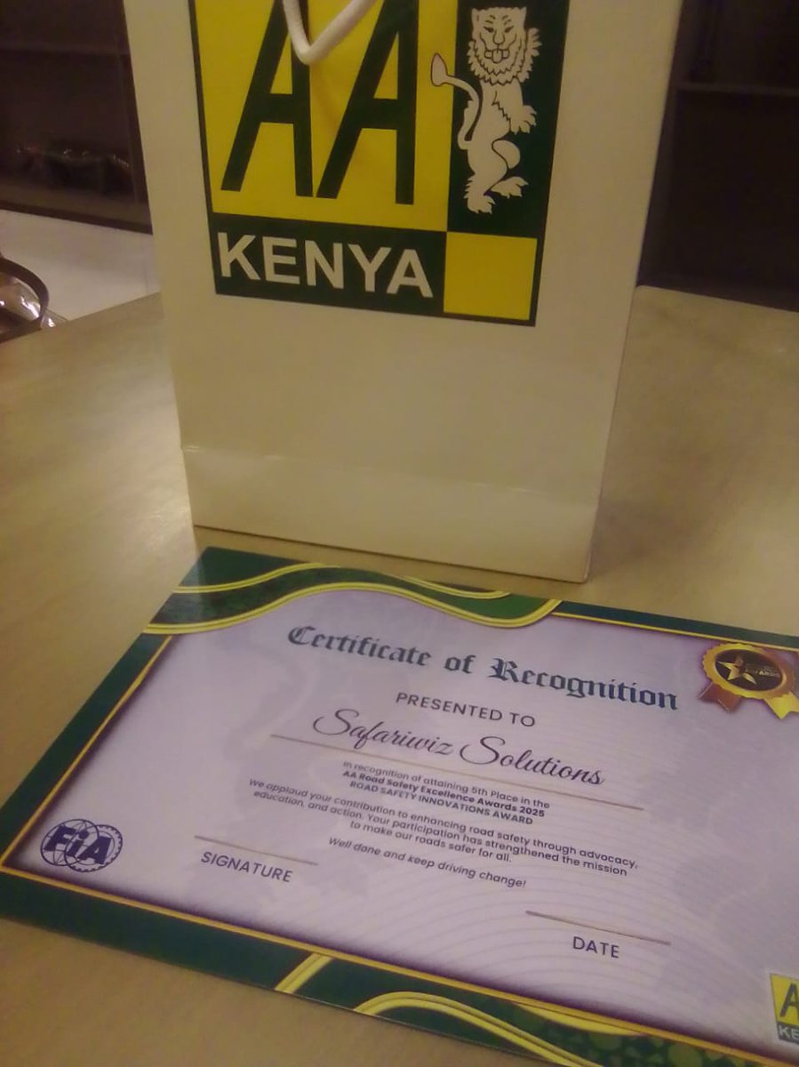 Broad Centrix KE (@broadcentrixke) on Twitter photo Congratulations <a href="/SafariWiz/">SafariWiz Mobility Solutions</a> for winning the AA award for innovation. Coming out 5th from all known Start-ups in Kenya is a major achievement. We wish you well and will continue to support you.
<a href="/RSAIKenya/">Road Safety Awareness Initiative (Kenya)</a> <a href="/Ma3Route/">Ma3Route</a> <a href="/loddca/">Long Distance Drivers and Conductors Association</a> <a href="/motoristsoffice/">Motorist Association</a> <a href="/princegershom_/">Subaru Leone</a> <a href="/AbouFauzia/">Mohamed Absi</a> <a href="/BrianOdamah/">Brian 4RoadSafety</a> Congratulations <a href="/SafariWiz/">SafariWiz Mobility Solutions</a> for winning the AA award for innovation. Coming out 5th from all known Start-ups in Kenya is a major achievement. We wish you well and will continue to support you.
<a href="/RSAIKenya/">Road Safety Awareness Initiative (Kenya)</a> <a href="/Ma3Route/">Ma3Route</a> <a href="/loddca/">Long Distance Drivers and Conductors Association</a> <a href="/motoristsoffice/">Motorist Association</a> <a href="/princegershom_/">Subaru Leone</a> <a href="/AbouFauzia/">Mohamed Absi</a> <a href="/BrianOdamah/">Brian 4RoadSafety</a>