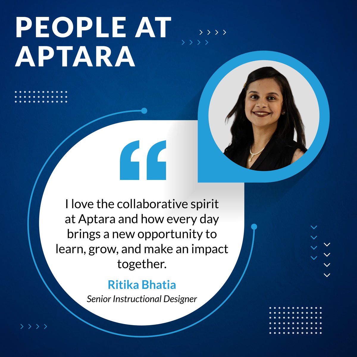 Meet Ritika Bhatia — a changemaker fueling innovation at Aptara. Her journey is a glimpse into how our people shape impactful learning every day. 💡#Aptara #PeopleAtAptara #LifeAtAptara #eLearningSolutions #AptaraEmployee