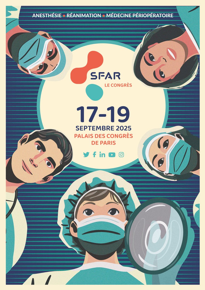 Une nouvelle édition riche en sujets d’anesthésie, de réanimation, de médecine périopératoire et de douleur vous attend au congrès annuel de la SFAR  à Paris du mercredi 17 au vendredi 19 septembre 2025. 
Inscription sur le lien:👉
sfar-lecongres.com/inscriptions/
