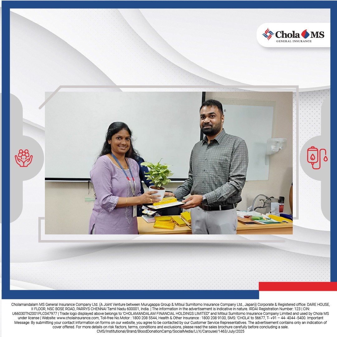 At Chola MS, we believe that protecting lives goes beyond policies, it’s about showing up for our community when it matters most.

In partnership with Voluntary Health Services, one of Chennai’s most respected names in healthcare, we hosted a blood donation camp at Dare House on