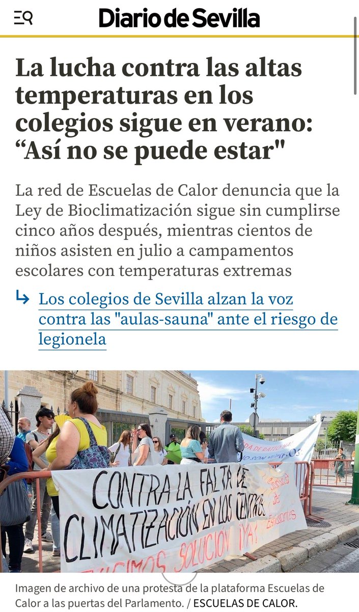 Para nosotras nunca acaba el Curso de este grave problema de salud en los C.Educativos xq 5 años después de haber conseguido una #LeyDeBioclimatizacion, todo sigue igual o peor.

Tendremos vacaciones cuando haya septiembres con centros bioclimatizados tal y como exige la LEY