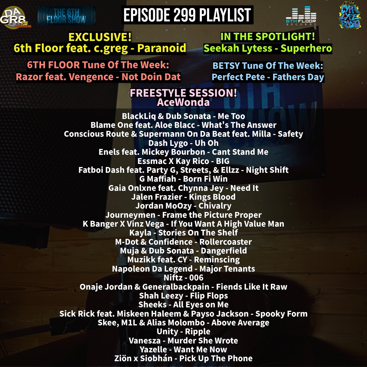 The 6th Floor Show (@the6thfloorshow) on Twitter photo Episode 299 #ComingSoon 15/07/25 #The6thFloorShow
<a href="/gmaffiah/">G maffiah</a> <a href="/KFGRB/">Jalen Frazier</a> <a href="/jordanmoozy/">Jordan Moozy</a> <a href="/VINZVEGAthereal/">Vinz Vega official</a> <a href="/MDotBoston/">IG: MDOTBOSTON</a> <a href="/TheyCallMe_Muja/">🦍🐙🦖🪮👽</a> <a href="/HereTwoAbuseIt/">Muzikk</a> <a href="/TeamNDL/">Napoleon Da Legend</a> <a href="/Niftyyyyyyy/">Niftz</a> <a href="/OnajeJordan39/">Onaje Jordan AKA 99 Buckwild</a> <a href="/generalbackpain/">GeneralBackPain</a> <a href="/c75livex/">Perfect Pete</a> <a href="/Razorartist/">Alter Ego</a> <a href="/Official_VNG/">vanguardia records</a> <a href="/Asheka_bosslady/">Asheka._</a> <a href="/aloeblacc/">Aloe Blacc</a> Episode 299 #ComingSoon 15/07/25 #The6thFloorShow
<a href="/gmaffiah/">G maffiah</a> <a href="/KFGRB/">Jalen Frazier</a> <a href="/jordanmoozy/">Jordan Moozy</a> <a href="/VINZVEGAthereal/">Vinz Vega official</a> <a href="/MDotBoston/">IG: MDOTBOSTON</a> <a href="/TheyCallMe_Muja/">🦍🐙🦖🪮👽</a> <a href="/HereTwoAbuseIt/">Muzikk</a> <a href="/TeamNDL/">Napoleon Da Legend</a> <a href="/Niftyyyyyyy/">Niftz</a> <a href="/OnajeJordan39/">Onaje Jordan AKA 99 Buckwild</a> <a href="/generalbackpain/">GeneralBackPain</a> <a href="/c75livex/">Perfect Pete</a> <a href="/Razorartist/">Alter Ego</a> <a href="/Official_VNG/">vanguardia records</a> <a href="/Asheka_bosslady/">Asheka._</a> <a href="/aloeblacc/">Aloe Blacc</a>