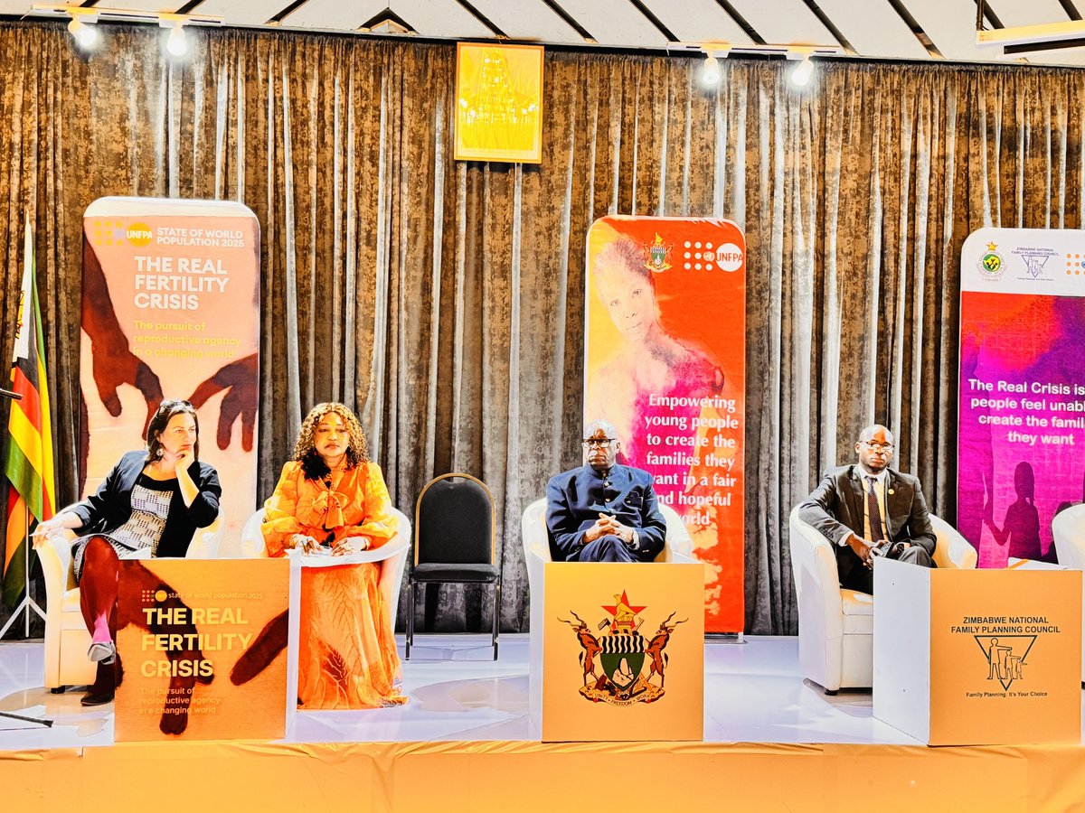UNFPA_Zimbabwe's tweet photo. 🔴 Join the Livestream!
  Watch the event live on our Facebook page:
  📲 https://t.co/MQeA5nDGu9
 Catch powerful speeches, panel reflections, and the official launch of the 2025 #SWOP report.
  #WPD2025 #SRHR #YouthVoices https://t.co/GMzQxkfhIg