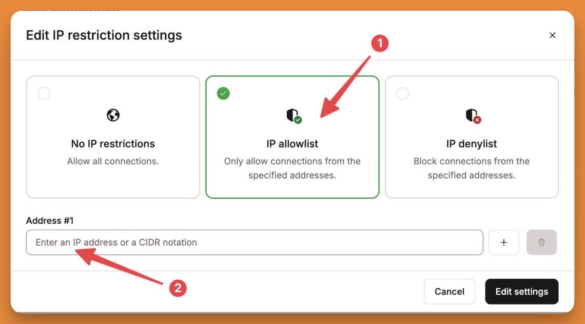 sevalla_hosting's tweet image. 🔒 You can enhance your app’s security by setting up IP restrictions.
- Allow all connections
- Only allow specific IPs (allowlist)
- Block unwanted IPs (denylist)
Easy to manage and unlimited entries. Unauthorized users get a 403 😉