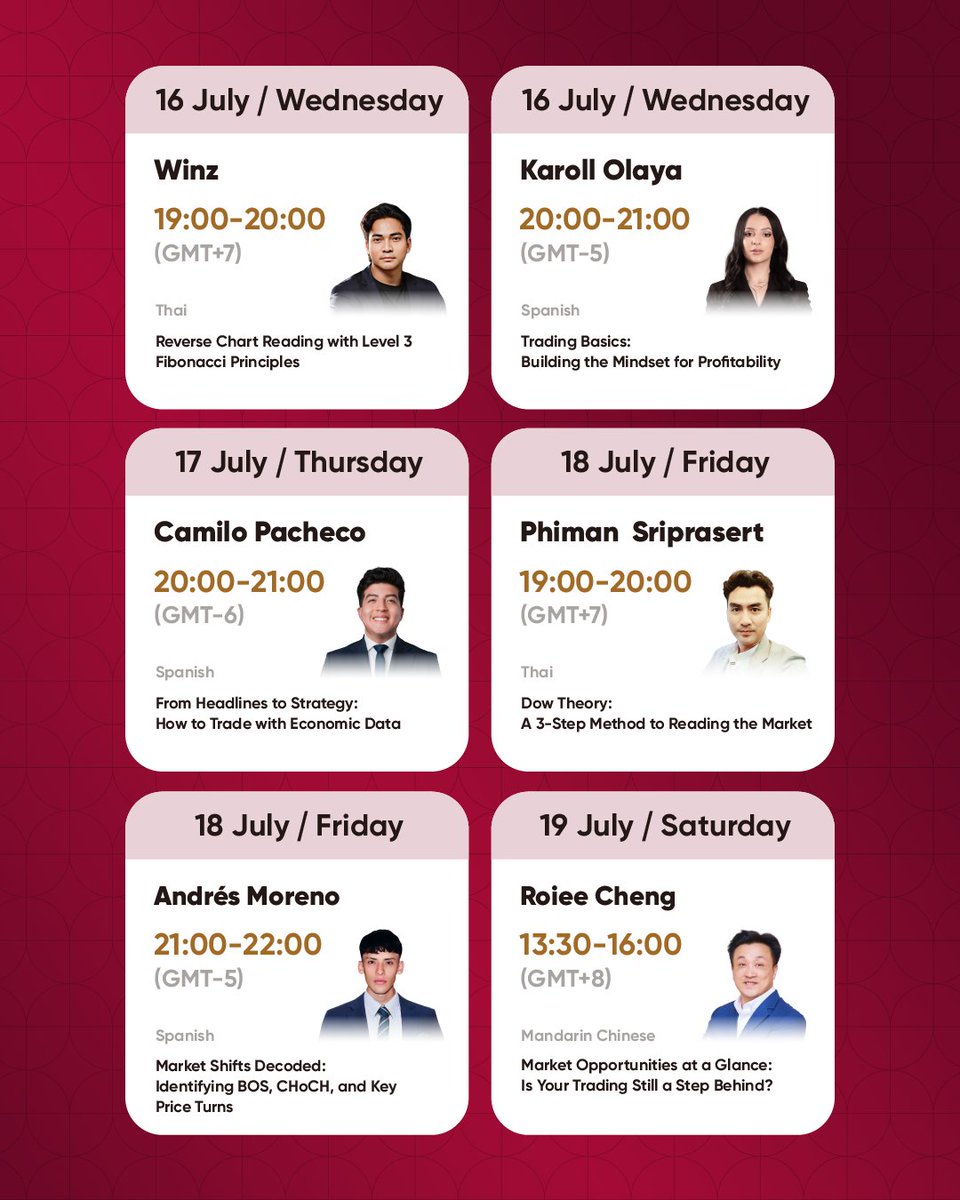 Pick a session from our #EBCFinancialGroup weekly webinar series from 14–19 July, and sharpen your edge in the markets!

Click here &amp; stay tuned for more 👉 ebc.com/webinars