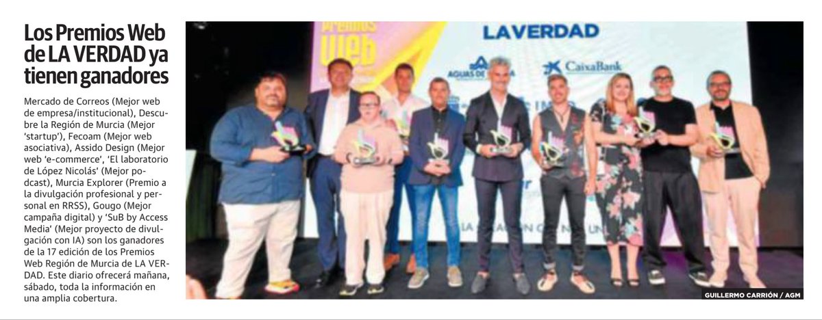 Enhorabuena <a href="/ASSIDOMURCIA/">ASSIDO</a> por el premio que le otorga <a href="/laverdad_es/">laverdad_es</a> a la mejor web por el proyecto #assidodesign!!!

assidodesign.es