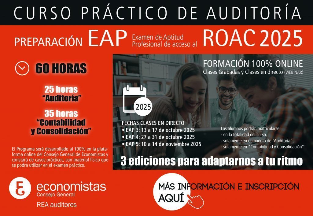 📣 "Curso Práctico de Auditoría de preparación del #EAP de acceso al ROAC 2025" 💻 3 ediciones 📆 Oct y nov 2025 ⏰ 25h #Auditoria + 35h #Contabilidad y #Consolidacion 🎓 Clases grabadas y clases en directo 📌 #ExamenROAC #AccesoROAC #CasosPracticos
buff.ly/4vQ47ed