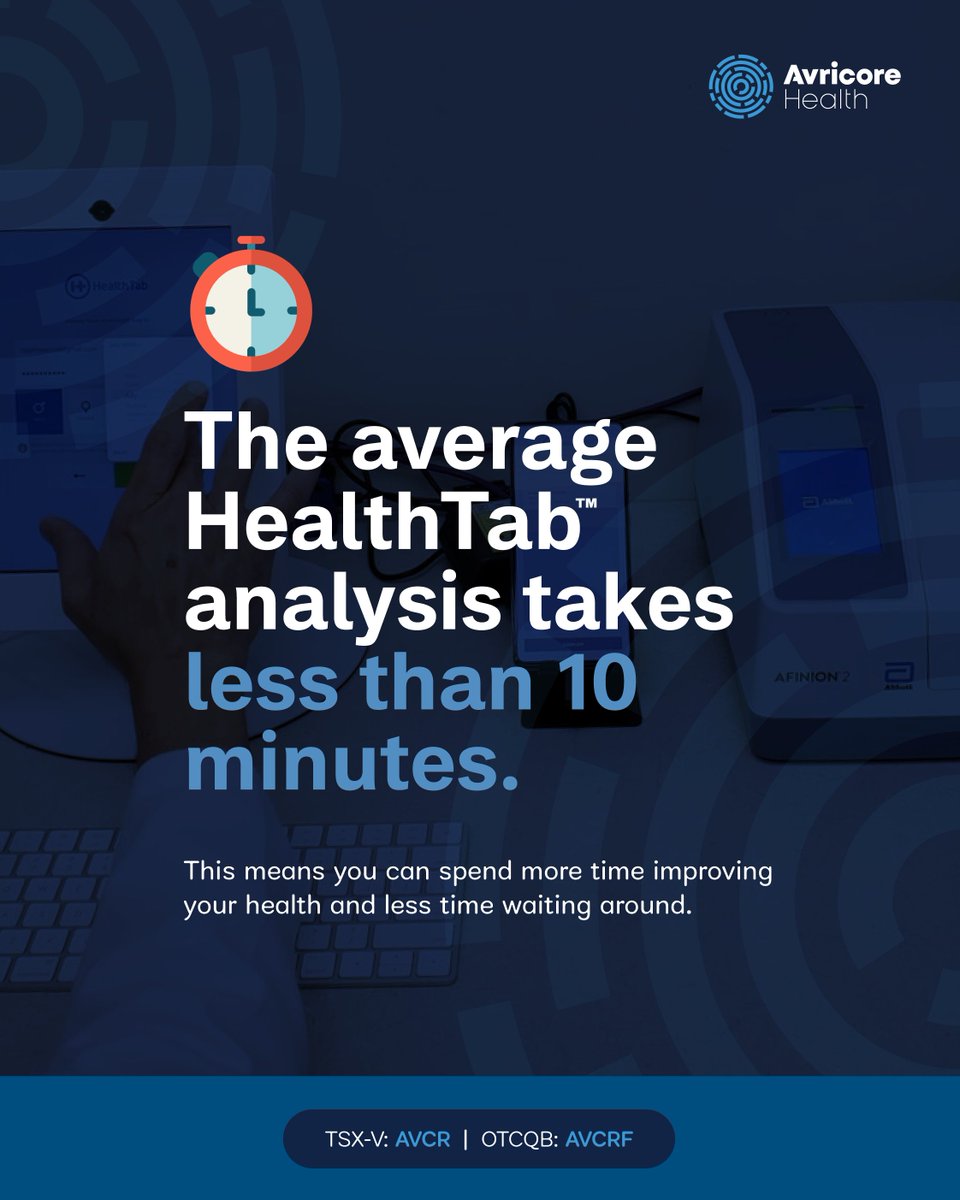 With lab-quality analysis and easy-to-understand results ready in an instant, we're helping pharmacists deliver:

⚡️ Quicker insights,
❤️‍🩹 Earlier interventions, and
🏡 Improved care—right in the community.

Learn more: healthtab.com $AVCR #poct #healthtech