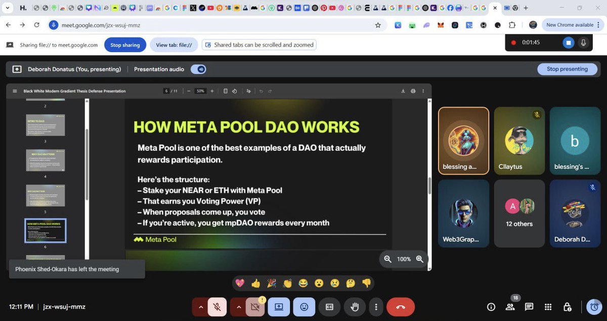 Blesilyns's tweet image. Yesterday’s Meta Pool DAO Power Workshop was a success 💥

Big kudos to my co-host @Queen_Debbee and everyone who pulled up 🙌🏽  y'all are the real MVPs.

Catch y’all in today’s Space, let’s keep building 👇
x.com/i/spaces/1vOxw…
#MetaPool #DAO #Web3Community