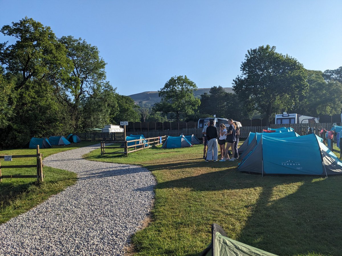 Campers are starting to prepare for today's journey.  A cooler night has been very welcome.