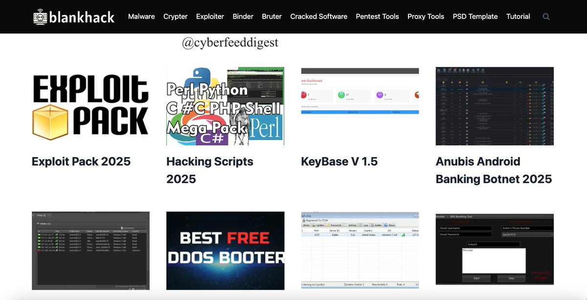 cyberfeeddigest's tweet image. 🚨 A clear site allegedly selling illicit tools/services:
#Malware, #Crypter, #Exploiter, #Binder, #Bruter, #CrackedSoftware, #PentestTools, #ProxyTools, #PSDTemplate

🔗 hxxps://blankhack[.]com/
📌 Good source for #Malware analysts. Handle with caution.
#Cybercrime #Infosec