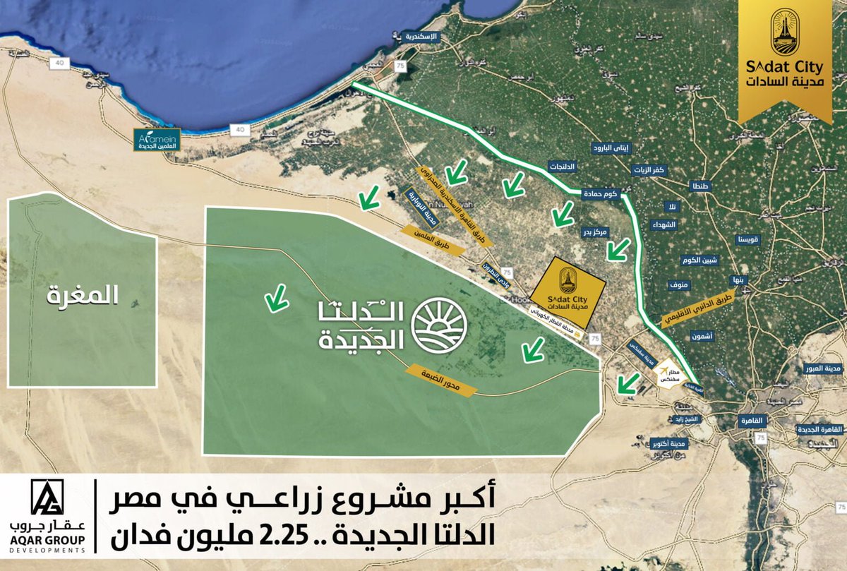 مشروع الدلتا الجديدة! تحويل الصحراء لأراضي خضراء للزراعة، مصر بتبني مستقبل مستدام.