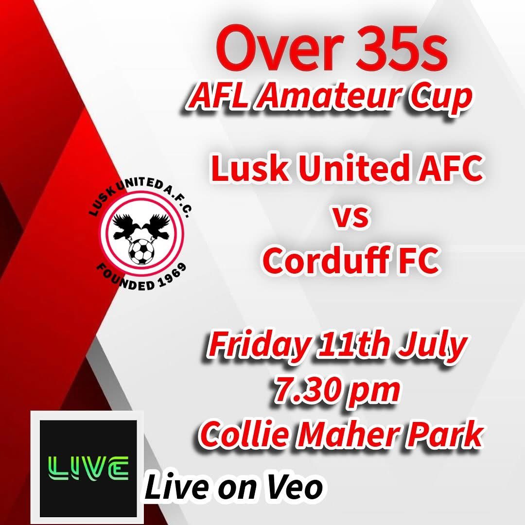 A big game for our over 35s tomorrow night at Collie Maher Park.  All support is very welcome and appreciated a#- and for those off on holiday or back at the Soccer Club Bar make sure and tune in on Veo!