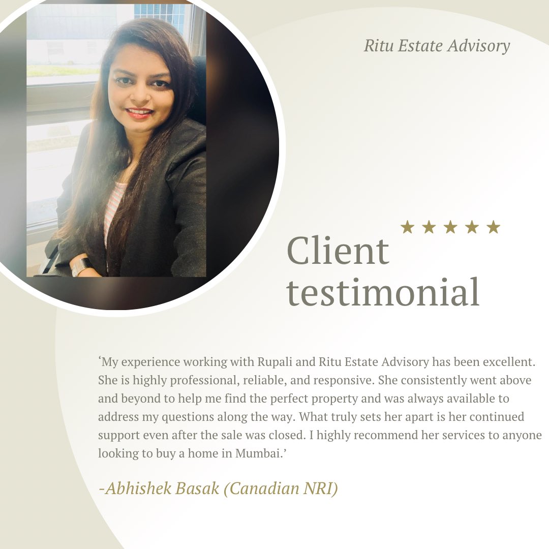 RituEstate's tweet photo. Grateful & Humbled 🙏
Thrilled to receive this heartwarming testimonial from our NRI client in Canada who found their dream home with us!
Your trust fuels our passion. Thank you, Abhishek! 🌟
#RituEstateAdvisory #Testimonial #MumbaiRealEstate #NRIProperty #WomenInBusiness https://t.co/talZijuaZ4