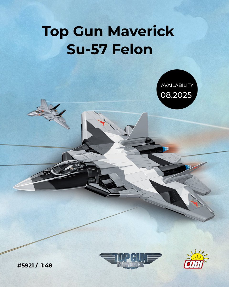 COBI_Bricks's tweet image. ✈️🔥 SU-57 FELON incoming!
This August, a brand-new set will land in the COBI lineup – officially licensed by TOP GUN: Maverick from Paramount Pictures!
This time, it&apos;s a powerful enemy aircraft threatening the film&apos;s main heroes!

🧱 Set number: #5921
✅ ~816 pieces
✅ 1:48…