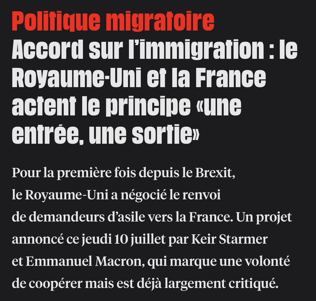 Ignoble. Les personnes en situation de migration ne sont pas des marchandises : elles sont des êtres humains.

N’en déplaise aux xénophobes, les migrations existent et existeront toujours.

Nous devons créer des voies sûres et légales et instaurer une politique d’accueil digne.