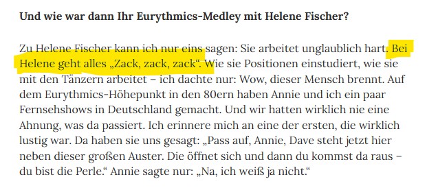 Daniel Benedict (@_danielbenedict) on Twitter photo Dass ich mit <a href="/DaveStewart/">Dave Stewart/Eurythmics</a> von den #Eurythmics mal über <a href="/_Helene_Fischer/">Helene Fischer</a> sprechen würde, hätte ich auch nicht gedacht. Falls Frau Fischer jetzt auch über ihn sprechen will: Ich stehe bereit! #ZackZackZack
noz.de/deutschland-we… Dass ich mit <a href="/DaveStewart/">Dave Stewart/Eurythmics</a> von den #Eurythmics mal über <a href="/_Helene_Fischer/">Helene Fischer</a> sprechen würde, hätte ich auch nicht gedacht. Falls Frau Fischer jetzt auch über ihn sprechen will: Ich stehe bereit! #ZackZackZack
noz.de/deutschland-we…