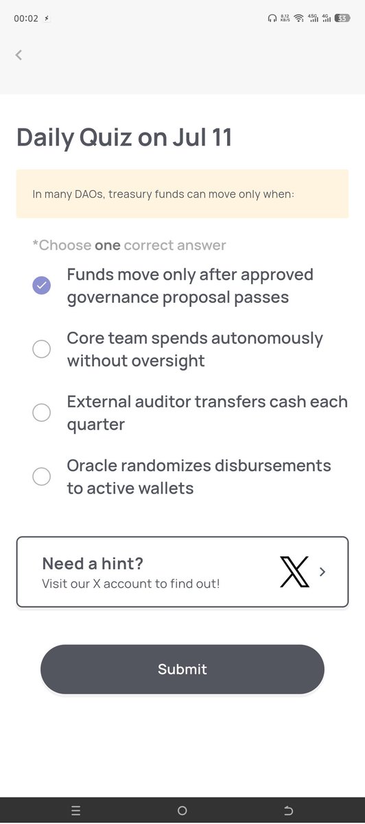 JULY 11, 2025
Daily Quiz answers 
Follow me for more of this <a href="/GiveRep/">GiveRep</a>
<a href="/ATTNtoken/">Attention 👁️</a>
Xenea daily  A
Ari wallet.     A
Marina           B
Spur                B