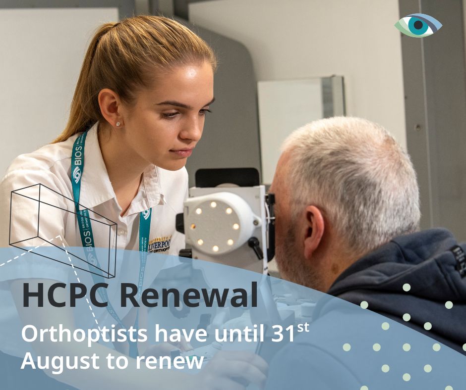 BIOS_Orthoptics's tweet image. The HCPC renewal window for orthoptists is currently open. You have until 31st August to complete your renewal.
You can also get more information and support if you've been selected for audit via the BIOS website: buff.ly/QoH66tA
