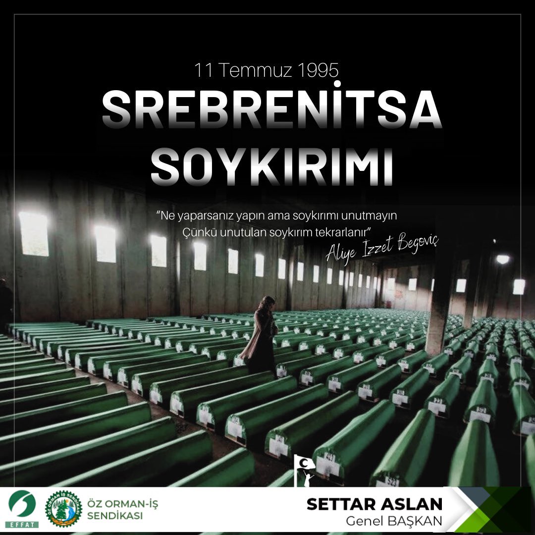 Avrupa’nın gözü önünde, insanlığın hafızasına kazınan en kara günlerden biri…
8 binden fazla masum Boşnak, Srebrenitsa’da sistematik bir soykırıma kurban gitti.

“Ne yaparsanız yapın ama soykırımı unutmayın. Çünkü unutulan soykırım tekrarlanır.”
📌 Aliya İzzet Begoviç
