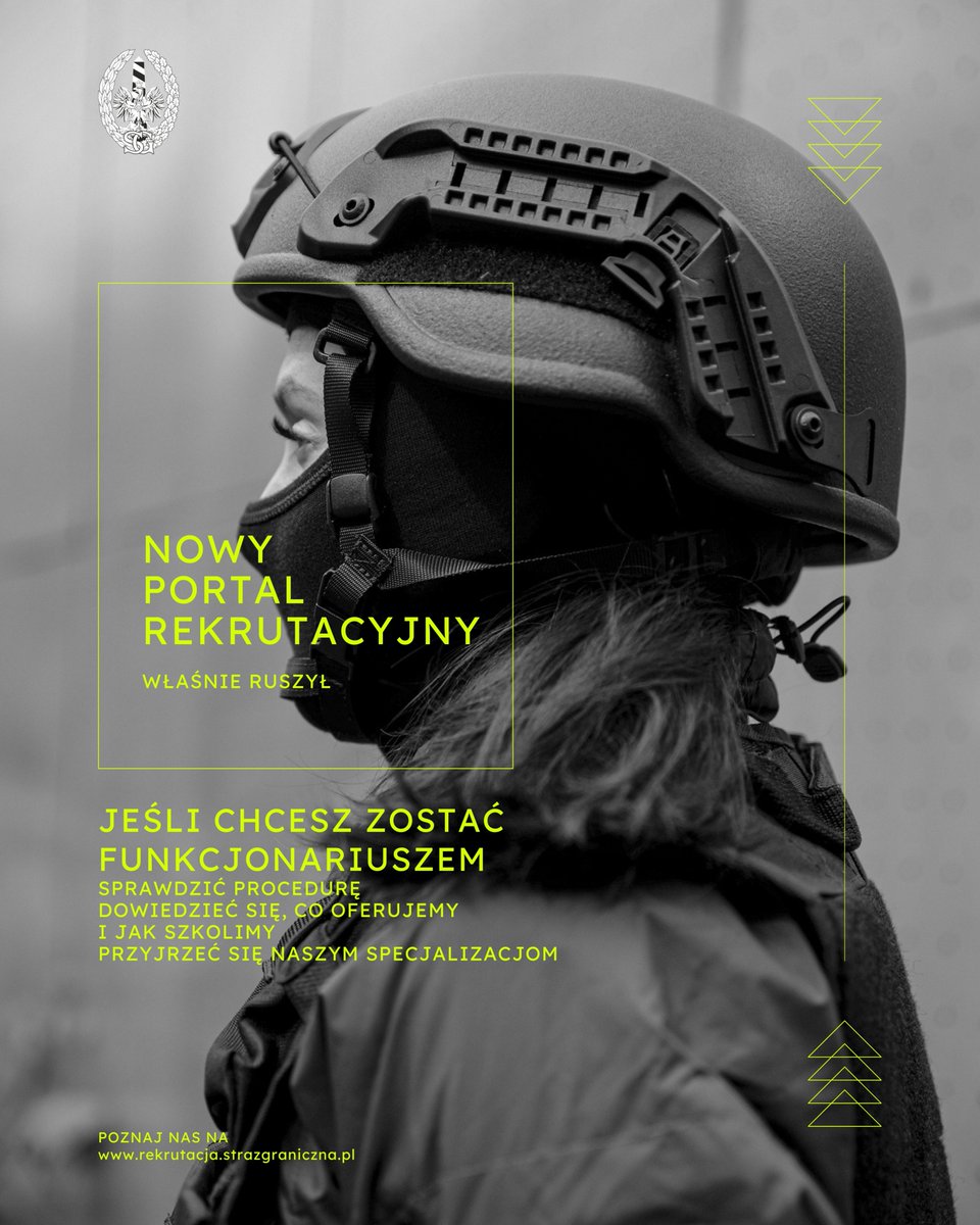Straz_Graniczna's tweet image. 🟢Ruszył nowy portal rekrutacyjny Straży Granicznej ‼
Jeśli chcesz zostać funkcjonariuszem #StrażGraniczna🫡💪 możesz tu sprawdzić procedurę naboru, dowiedzieć się co oferujemy w ramach służby i jak szkolimy, a także przyjrzeć się naszym specjalizacjom – zapraszamy na nowy…