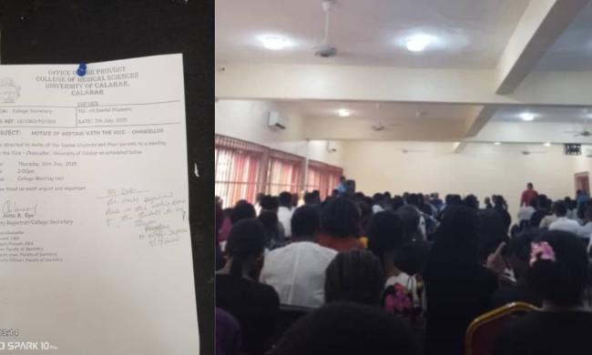 CrossRiverVine's tweet photo. 🚨 EXCLUSIVE:
Crisis at UNICAL as VC Prof. Florence Obi sends home hundreds of Dentistry students including finalists after the school admitted far beyond its quota.

Over 300 students affected. Tensions rise as protests are banned.

#UNICAL #CrossRiver https://t.co/sm50OdbJma