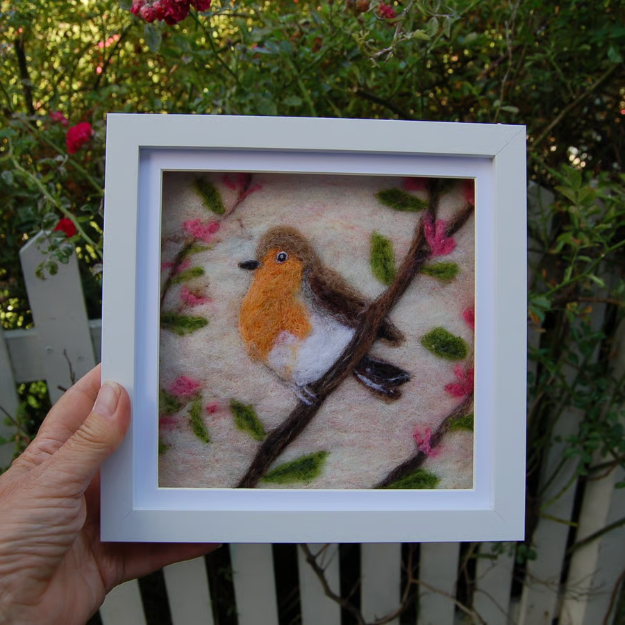 Yorkshireharec1's tweet photo. Robin in the Cherry Tree - Needle felted pic... - Folksy https://t.co/e9EwfHUl1P #newonfolksy https://t.co/4iv5e9vV2t