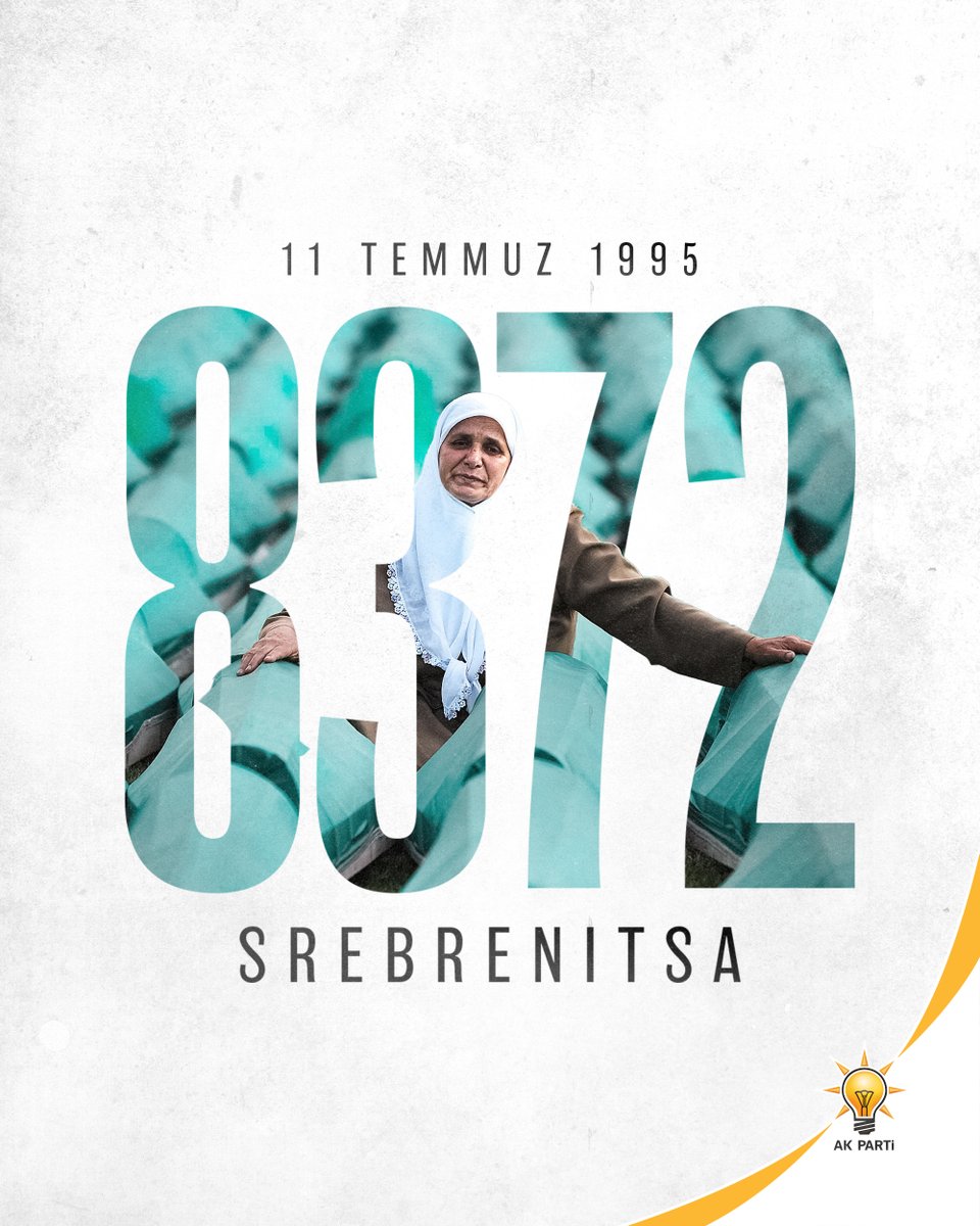 Tarihin en karanlık sayfalarından biri olan #Srebrenitsa Katliamı’nın 30. yılında, katledilen 8.372 canı rahmetle anıyor, kardeş Bosna halkına sabır diliyoruz.
Bu büyük acıyı unutturmayacak; mazlumun yanında durma sorumluluğunu kararlılıkla sürdüreceğiz.