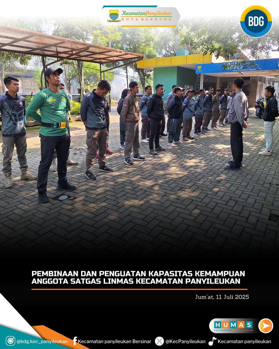 Pembinaan dan Penguatan Kapasitas Kemampuan Anggota Satgas Linmas Kecamatan Panyileukan. Jum'at, 11 Juli 2025.

<a href="/humasbandung_/">Humas Kota Bandung</a> 
<a href="/halo_bandung/">Prokopim Kota Bandung</a> 
<a href="/ppidkotabandung/">Layanan Informasi dan Pengaduan Kota Bandung</a>