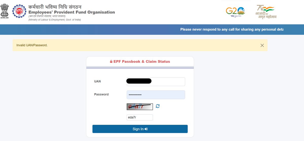 AyonSabi's tweet photo. Will our Indian Government websites ever work smoothly?? Been trying to download by PF passbook from last week and even after resetting the password multiple times, I get the notifiaction of invalid credentials. @socialepfo https://t.co/6y1Mx9M1ev