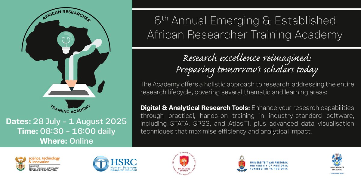 The Emerging &amp; Established African Researcher Training Academy offers a holistic approach to research, addressing the entire research lifecycle, covering several thematic and learning areas. 

REGISTER NOW: loom.ly/TSrt0i8