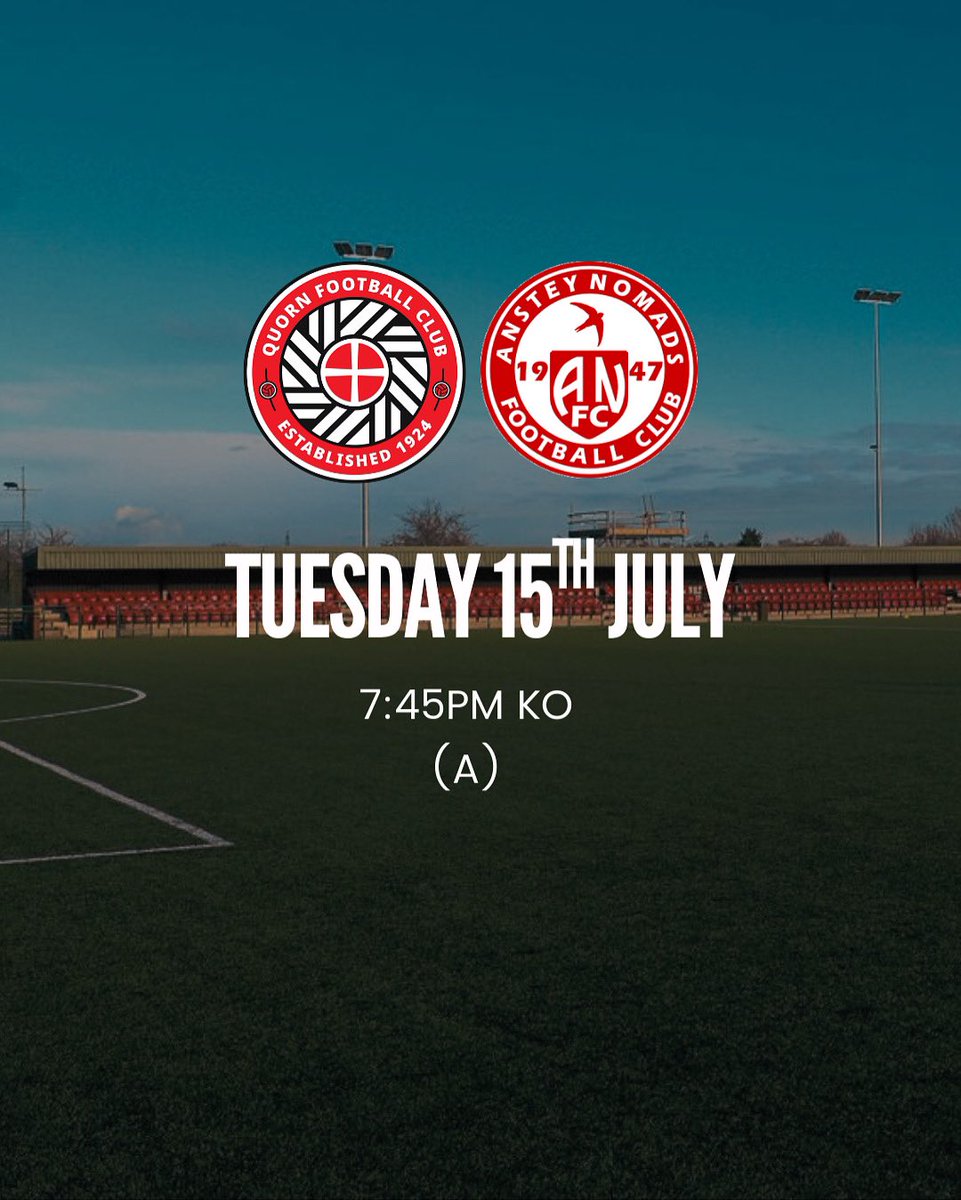 Up next on Tuesday night we take on Quorn

#UpTheNomads