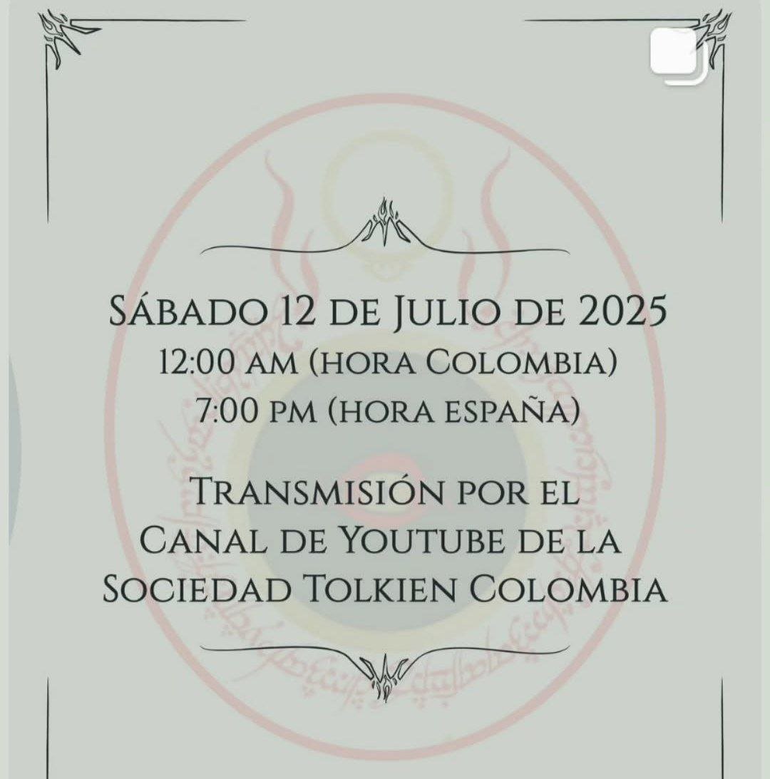 📢 Mañana (sábado, 12 de julio - 19:00 horas - hora peninsular española) tenemos una cita con el canal de YouTube de la Sociedad Tolkien de Colombia. 

✅ <a href="/Monigliani/">Findûriel</a> y Martin Simonson hablarán sobre las nuevas ediciones de la obra de Tolkien en español. 

youtube.com/live/jZpSOnnvq…