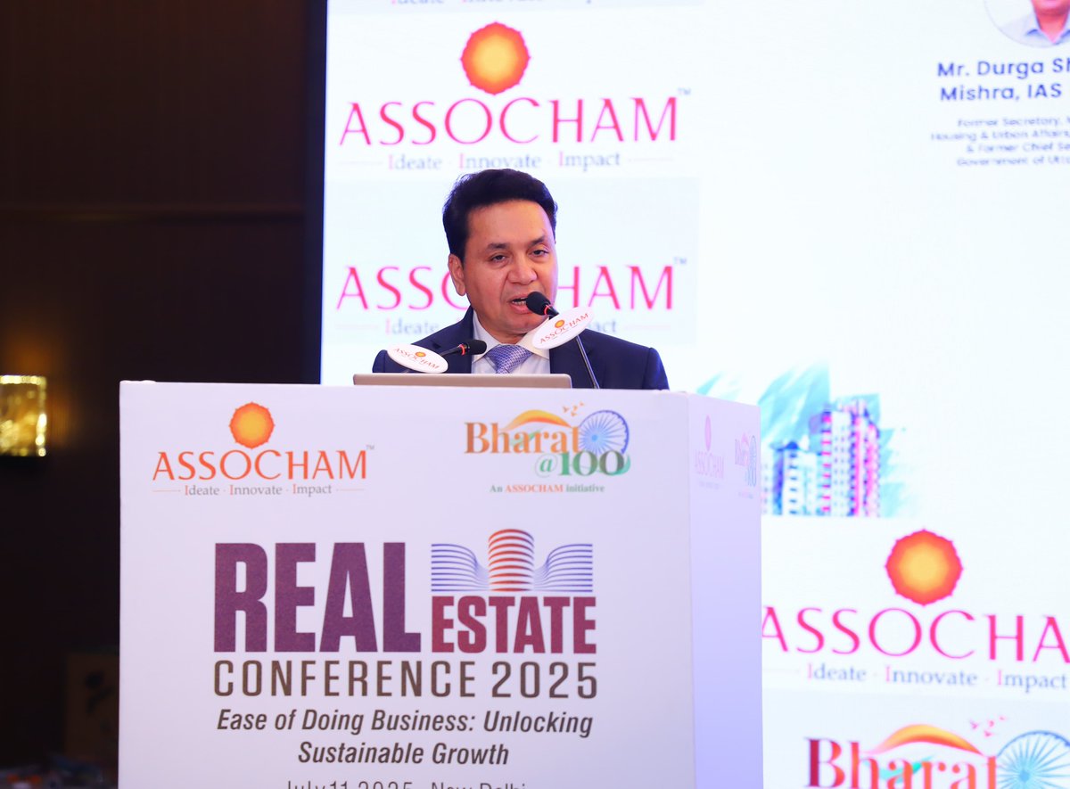 Delivering the opening address of the Real Estate Conference 2025, Mr. Pradeep Kumar Aggarwal Chairman, National Council on Real Estate, Housing and Urban Development, ASSOCHAM &amp; Chairman, Signature Global (India) Ltd. emphasized the sector’s growing economic impact and