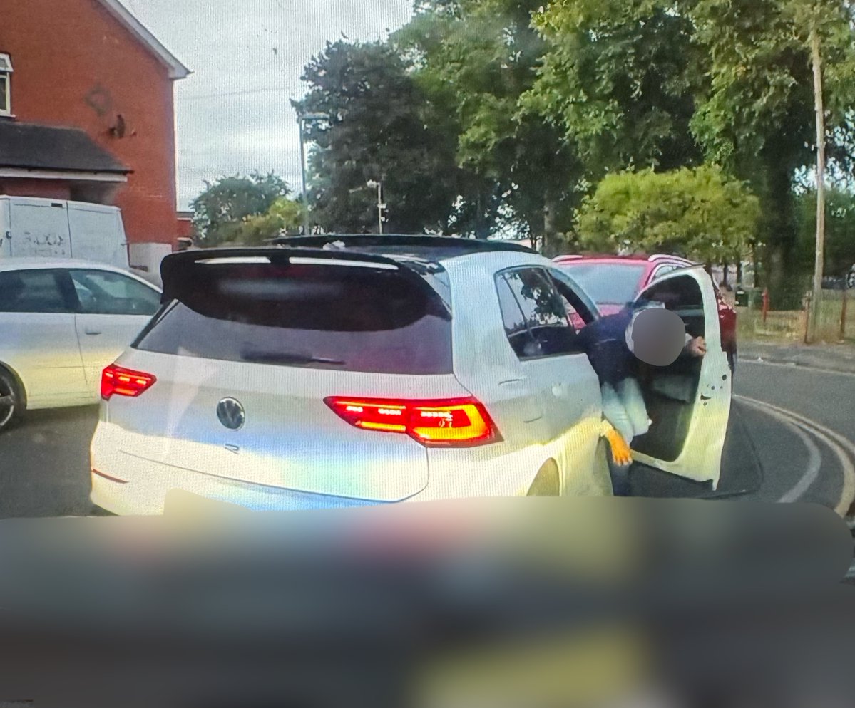 Trafficwmp's tweet image. #RoadCrimeTeam saw this Golf R driving erratically before it failed to stop & was pursued to Sparkbrook. The driver decamped & once caught we found the car was stolen, he was disqualified & had removed an ankle tag issued to him only 2 days earlier for other offences. #Remanded