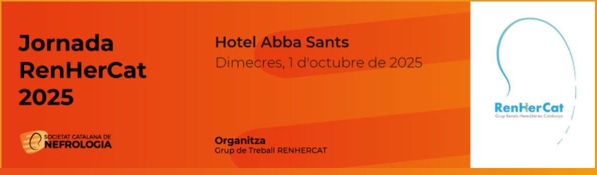 nefrocat's tweet image. 📣 Jornada RenHerCat 2025.
Un dia ple de coneixement sobre nefropaties hereditàries!
🗓️ Dimecres, 1 d’octubre
📍Hotel Abba Sants
💬 Organitza: Grup RenHerCat
Enviament d’abstract: fis al 15 setembre
💡 T’hi apuntes?
➕linke.to/ReunioRenherCat
#JornadaRenHerCat