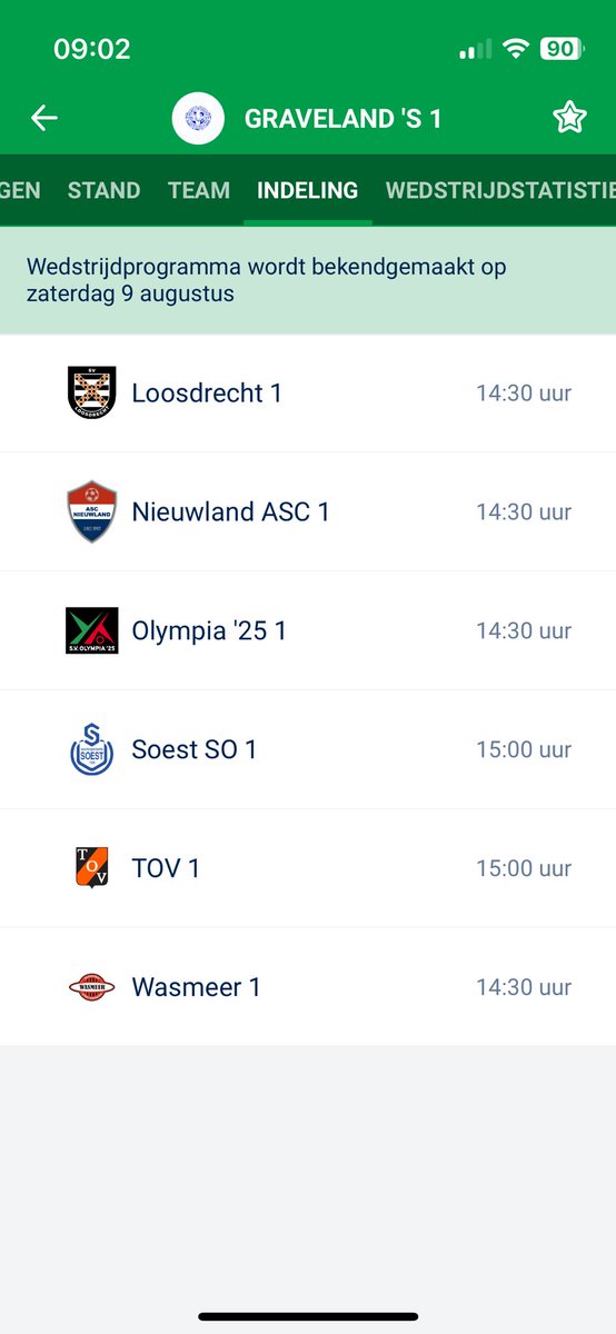 Mooie indeling voor de mannen van <a href="/svsGraveland/">svsGraveland</a> komend seizoen in 3e klasse C. En voor mij als keientrekker extra leuk om een aantal tegenstanders uit de keistad te treffen. Op naar september! #indeling #3eklasseC #svsgraveland