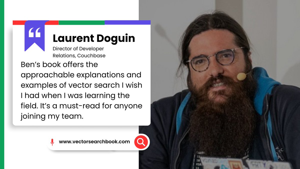 Ben Greenberg 🎗️ (@hummusonrails) on Twitter photo There are some tech leaders and managers you always remember, and <a href="/ldoguin/">Laurent Doguin</a> is one of those. I am so grateful for his warm words on my new book, Vector Search with JavaScript.
You can get your copy today on <a href="/pragprog/">PragmaticProgrammers</a>'s site!
👉👉 pragprog.com/titles/bgvecto… There are some tech leaders and managers you always remember, and <a href="/ldoguin/">Laurent Doguin</a> is one of those. I am so grateful for his warm words on my new book, Vector Search with JavaScript.
You can get your copy today on <a href="/pragprog/">PragmaticProgrammers</a>'s site!
👉👉 pragprog.com/titles/bgvecto…
